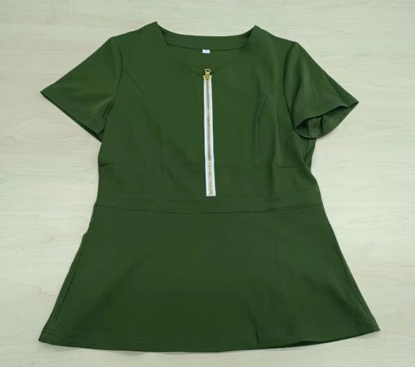 Angel Quarter Zip Scrub Top