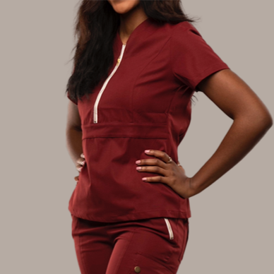 Angel Quarter Zip Scrub Top